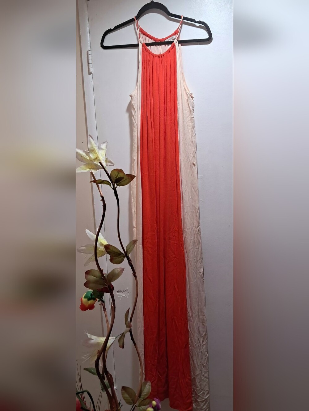 Ella Moss Orange and Cream Halter Maxi Dress Size:S - Picture 14 of 16
